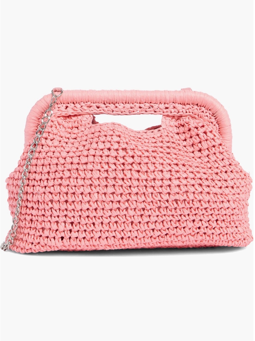 Collection XIIX Peach Woven Straw Clutch